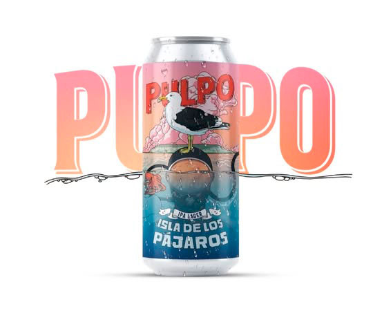 Lata de cerveza Ísla de los pájaros de Pulpo rojo.