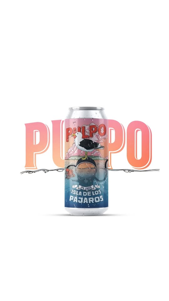 Lata de cerveza Ísla de los pájaros de Pulpo rojo.